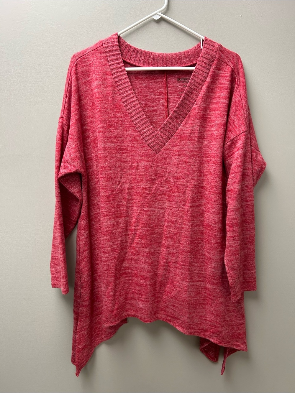 Torrid Women’s Super Soft V‎ Neck Pink Marled Long Sleeve Sweater